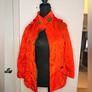 Polo Ralph Lauren neon orange windbreaker rain jacket with hood size small